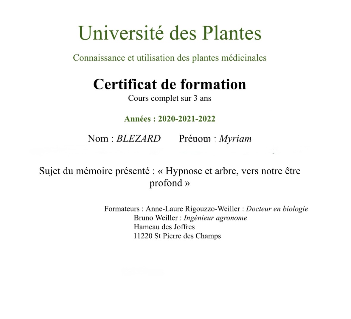 Hypnose en pleine nature avec Myriam Blezard à Pessac